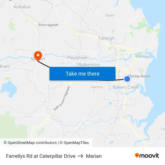 Farrellys Rd at Caterpillar Drive to Marian map