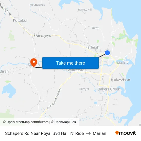 Schapers Rd Near Royal Bvd Hail 'N' Ride to Marian map