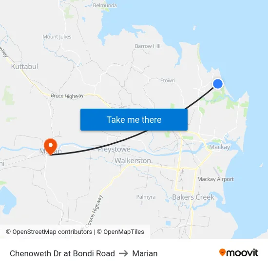 Chenoweth Dr at Bondi Road to Marian map