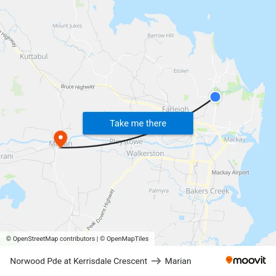 Norwood Pde at Kerrisdale Crescent to Marian map