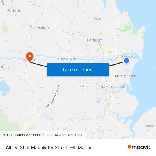 Alfred St at Macalister Street to Marian map