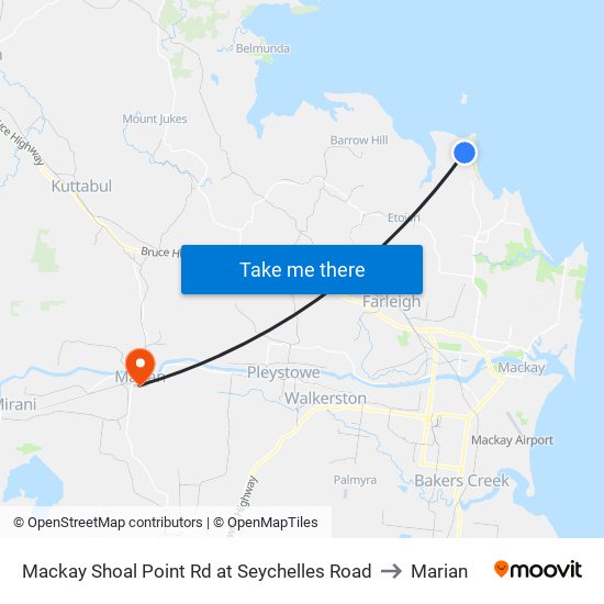 Mackay Shoal Point Rd at Seychelles Road to Marian map