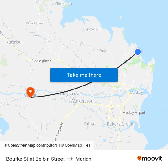 Bourke St at Belbin Street to Marian map