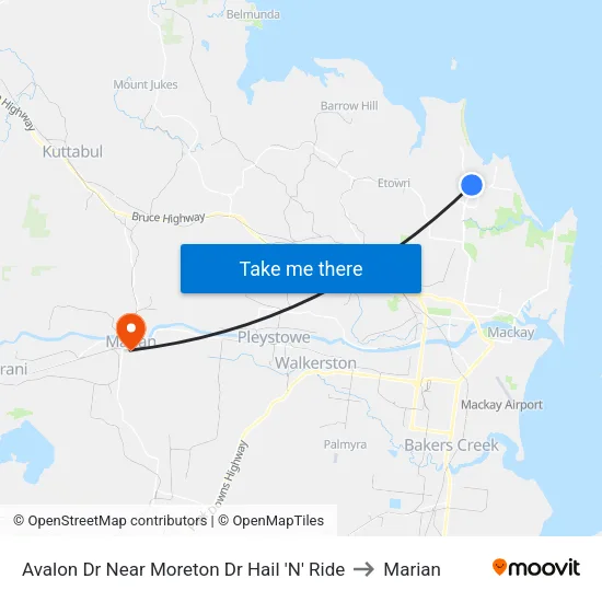 Avalon Dr Near Moreton Dr Hail 'N' Ride to Marian map