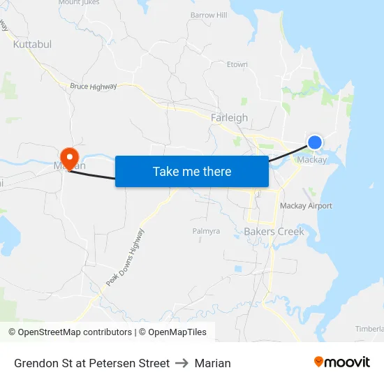 Grendon St at Petersen Street to Marian map