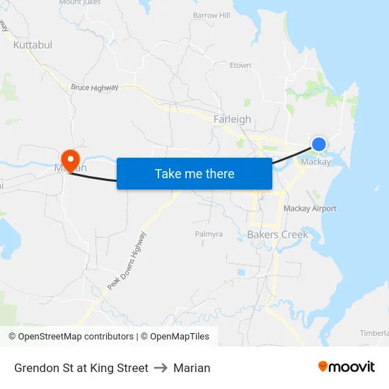 Grendon St at King Street to Marian map