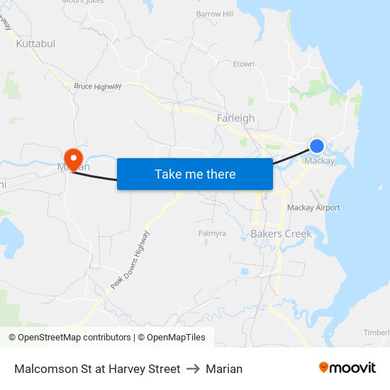 Malcomson St at Harvey Street to Marian map