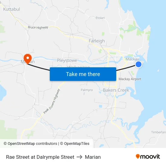Rae Street at Dalrymple Street to Marian map
