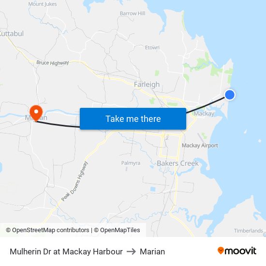 Mulherin Dr at Mackay Harbour to Marian map