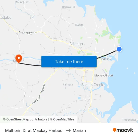 Mulherin Dr at Mackay Harbour to Marian map
