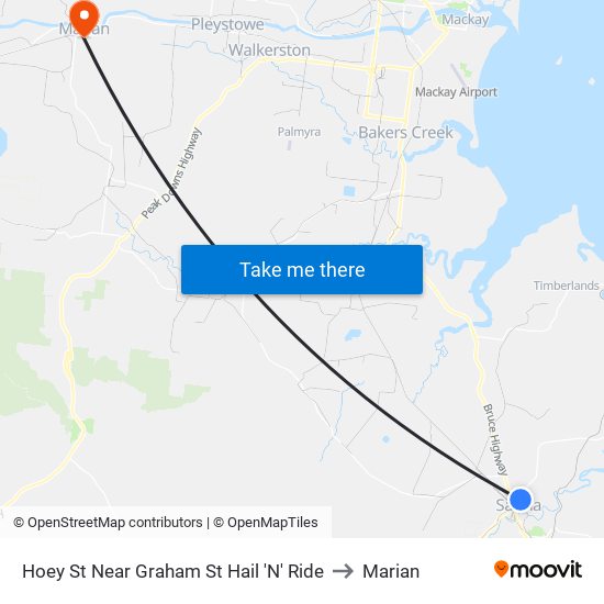 Hoey St Near Graham St Hail 'N' Ride to Marian map
