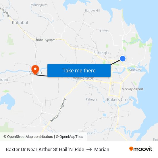Baxter Dr Near Arthur St Hail 'N' Ride to Marian map