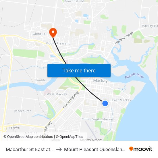 Macarthur St East at Ready Street to Mount Pleasant Queensland Mackay Region map