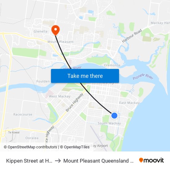 Kippen Street at Hart Street to Mount Pleasant Queensland Mackay Region map