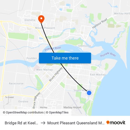 Bridge Rd at Keelan Street to Mount Pleasant Queensland Mackay Region map