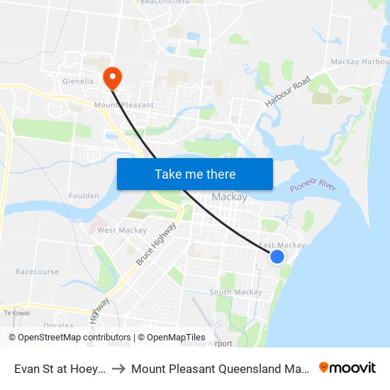 Evan St at Hoey Street to Mount Pleasant Queensland Mackay Region map