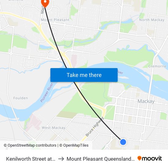 Kenilworth Street at Evan Street to Mount Pleasant Queensland Mackay Region map