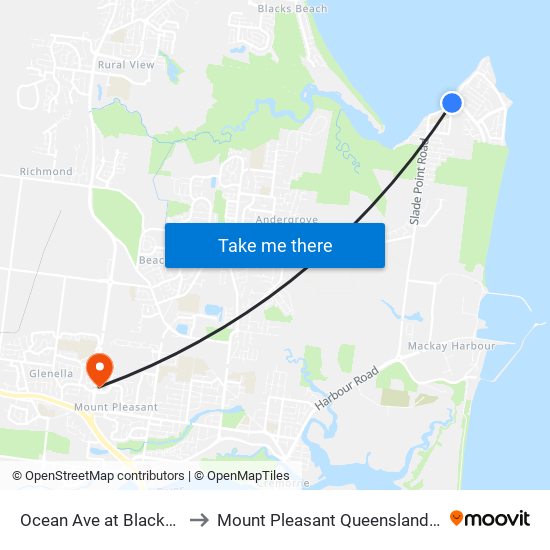 Ocean Ave at Blackwood Street to Mount Pleasant Queensland Mackay Region map