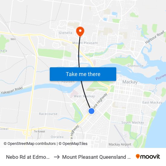 Nebo Rd at Edmonds Street to Mount Pleasant Queensland Mackay Region map