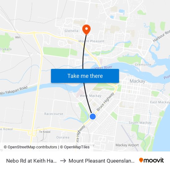 Nebo Rd at Keith Hamilton Street to Mount Pleasant Queensland Mackay Region map