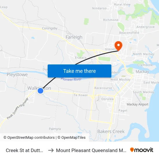 Creek St at Dutton Street to Mount Pleasant Queensland Mackay Region map