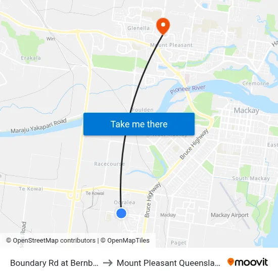 Boundary Rd at Bernborough Avenue to Mount Pleasant Queensland Mackay Region map