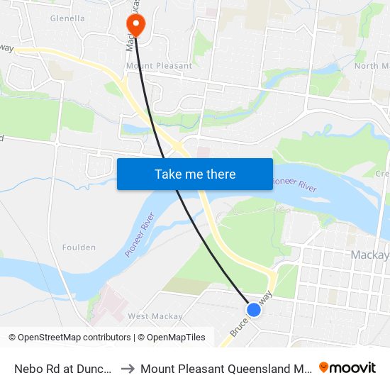 Nebo Rd at Duncan Street to Mount Pleasant Queensland Mackay Region map