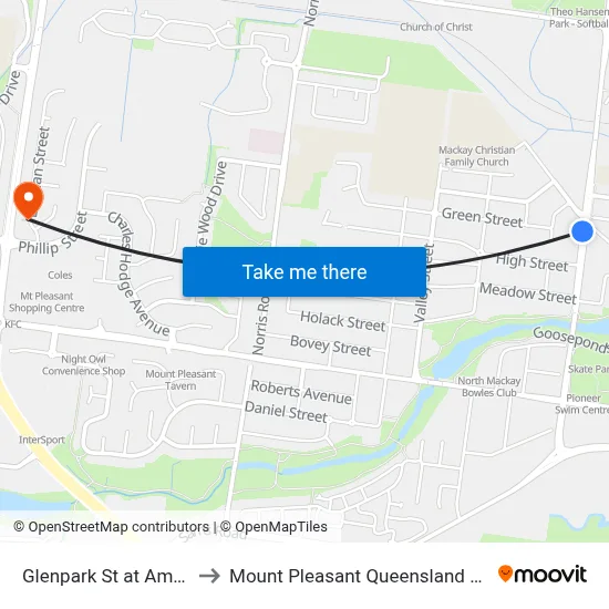 Glenpark St at Ambrose Way to Mount Pleasant Queensland Mackay Region map