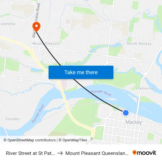 River Street at St Patricks College to Mount Pleasant Queensland Mackay Region map