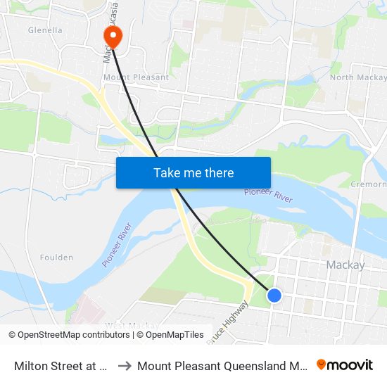 Milton Street at Alfred St to Mount Pleasant Queensland Mackay Region map