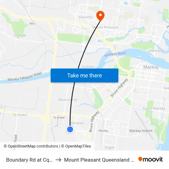 Boundary Rd at Cq University to Mount Pleasant Queensland Mackay Region map