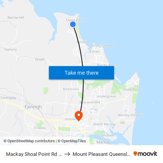 Mackay Shoal Point Rd at Seychelles Road to Mount Pleasant Queensland Mackay Region map