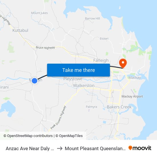 Anzac Ave Near Daly St Hail 'N' Ride to Mount Pleasant Queensland Mackay Region map