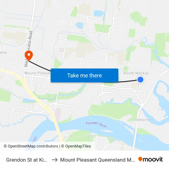 Grendon St at King Street to Mount Pleasant Queensland Mackay Region map