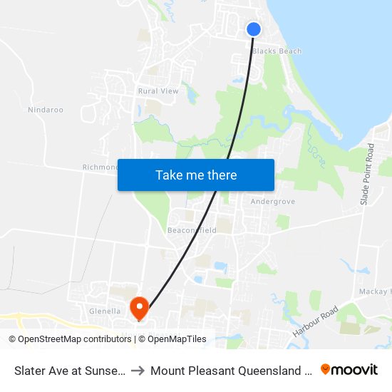 Slater Ave at Sunseeker Court to Mount Pleasant Queensland Mackay Region map