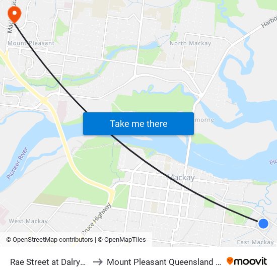 Rae Street at Dalrymple Street to Mount Pleasant Queensland Mackay Region map