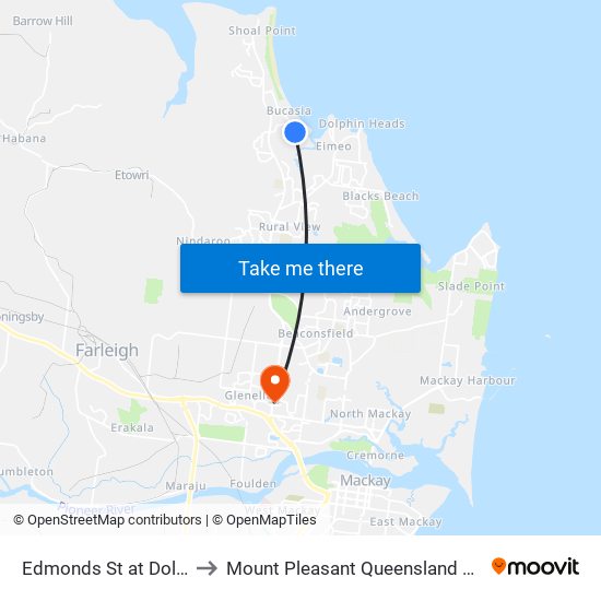 Edmonds St at Dolphin Drive to Mount Pleasant Queensland Mackay Region map