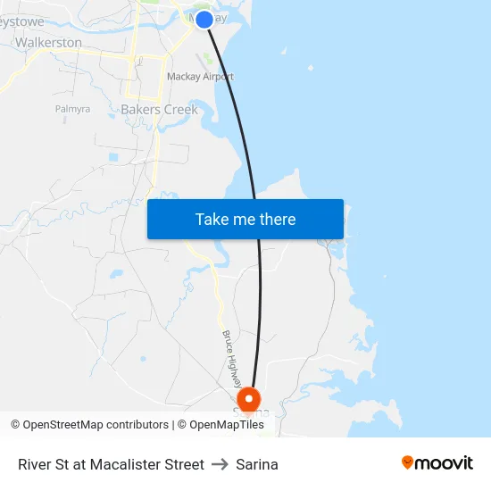 River St at Macalister Street to Sarina map