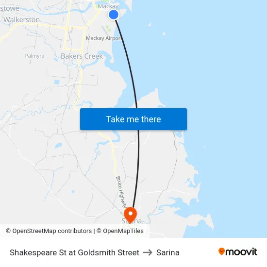 Shakespeare St at Goldsmith Street to Sarina map