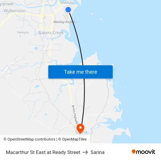 Macarthur St East at Ready Street to Sarina map