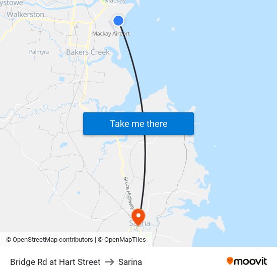 Bridge Rd at Hart Street to Sarina map