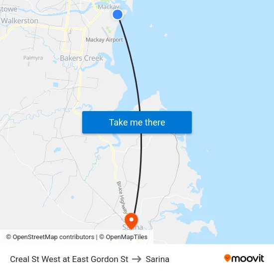 Creal St West at East Gordon St to Sarina map