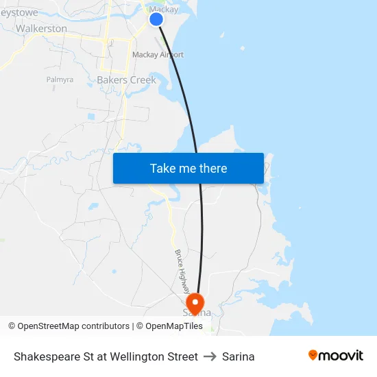 Shakespeare St at Wellington Street to Sarina map