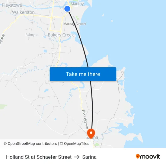 Holland St at Schaefer Street to Sarina map
