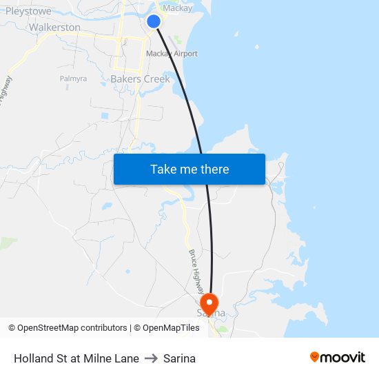 Holland St at Milne Lane to Sarina map