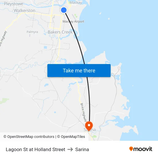 Lagoon St at Holland Street to Sarina map