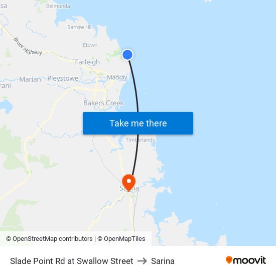 Slade Point Rd at Swallow Street to Sarina map