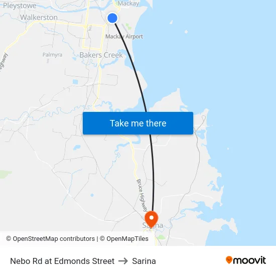 Nebo Rd at Edmonds Street to Sarina map