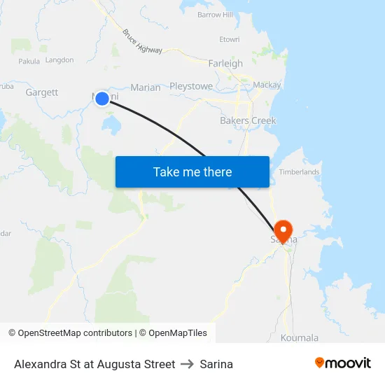 Alexandra St at Augusta Street to Sarina map
