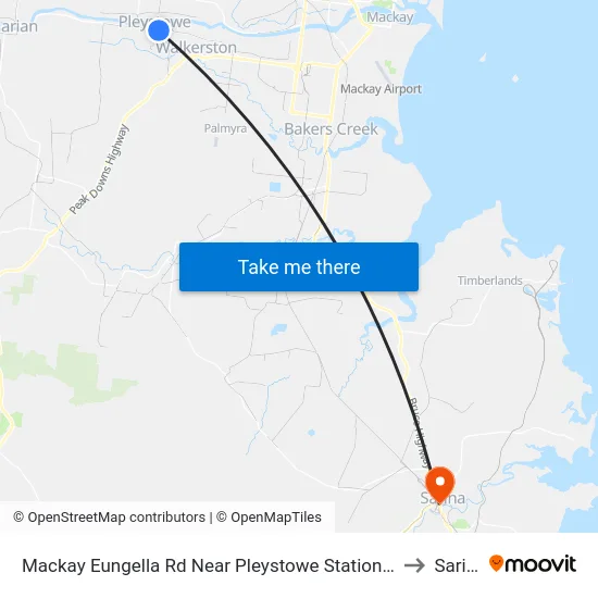 Mackay Eungella Rd Near Pleystowe Station Rd Hnr to Sarina map